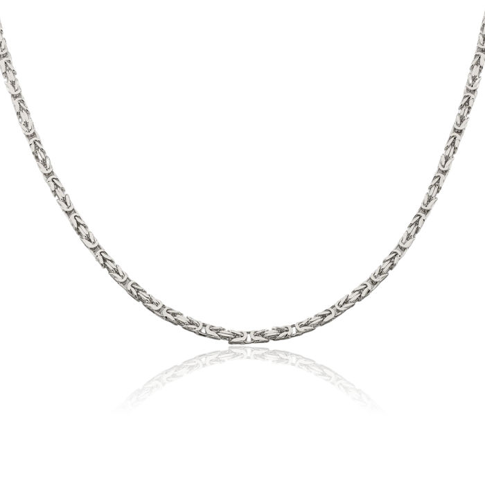 925 Sterling Silver 2.5mm Byzantine Link Chain Necklace