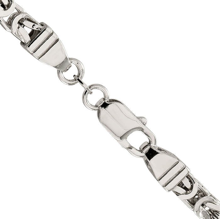 925 Sterling Silver 5mm Byzantine Link Chain Necklace