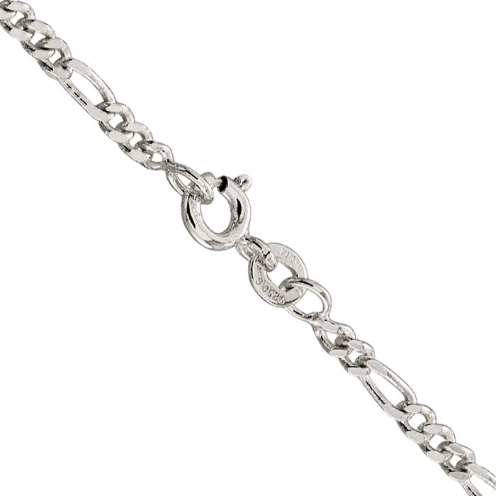 925 Sterling Silver 2.5mm Figaro Link Chain Necklace