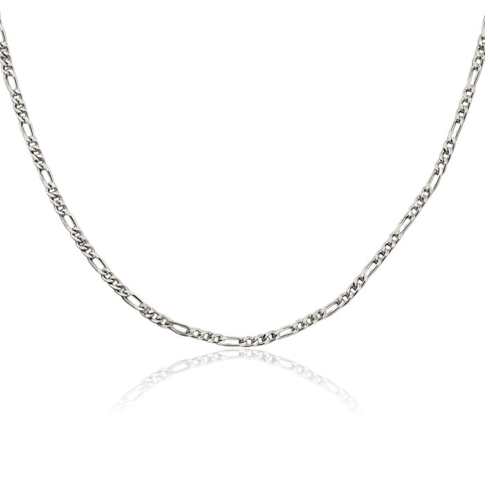 925 Sterling Silver 2.5mm Figaro Link Chain Necklace