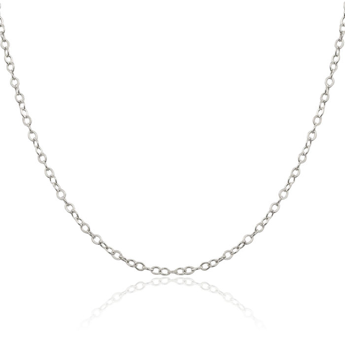 925 Sterling Silver 2.5mm Oval Cable Rolo Link Chain Belcher Necklace