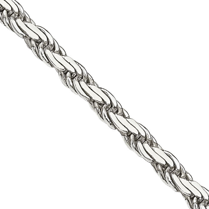 925 Sterling Silver 2.5mm Rope Chain Twisted Link Necklace