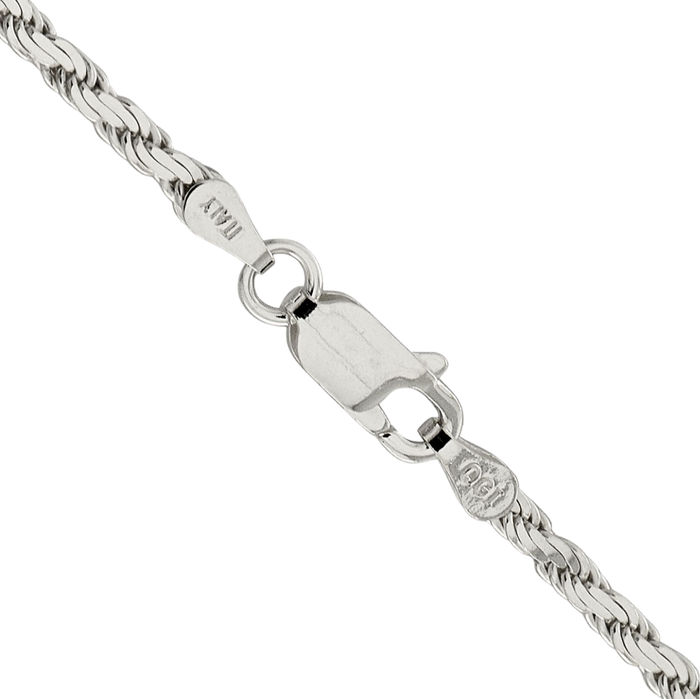 925 Sterling Silver 2.5mm Rope Chain Twisted Link Necklace