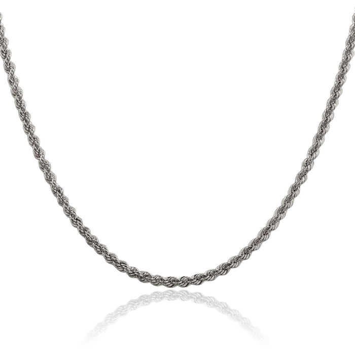 925 Sterling Silver 2.5mm Rope Chain Twisted Link Necklace