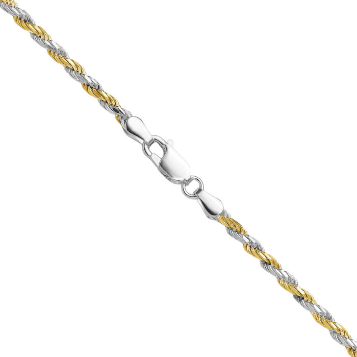 925 Sterling Silver 2.5mm Rope Chain Twisted Link Necklace