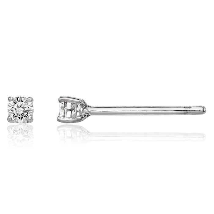 925 Sterling Silver 2.5mm Round Cubic Zirconia CZ Stud Earrings