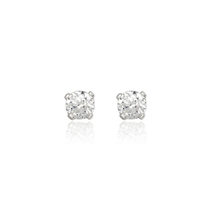 925 Sterling Silver 2.5mm Round Cubic Zirconia CZ Stud Earrings