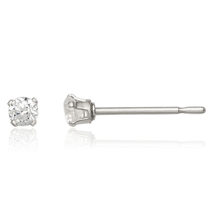 925 Sterling Silver 2.5mm Round Cubic Zirconia CZ Stud Earrings