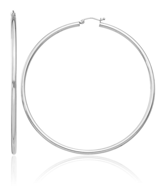 925 Sterling Silver 2.5mm Round Extra Large Hoop Earrings