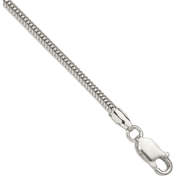 925 Sterling Silver 2.5mm Round Cubetto Omega Snake Chain Bracelet