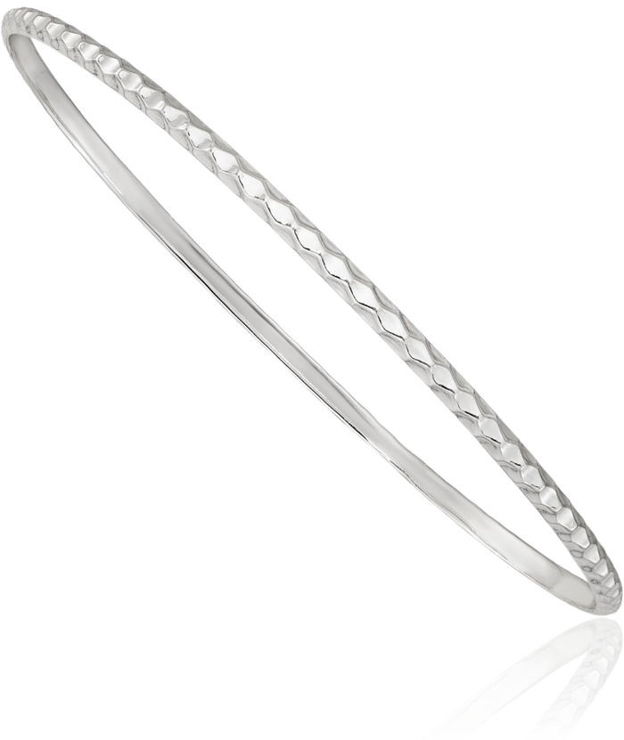 925 Sterling Silver 2.5mm Slip On Bangle Bracelet