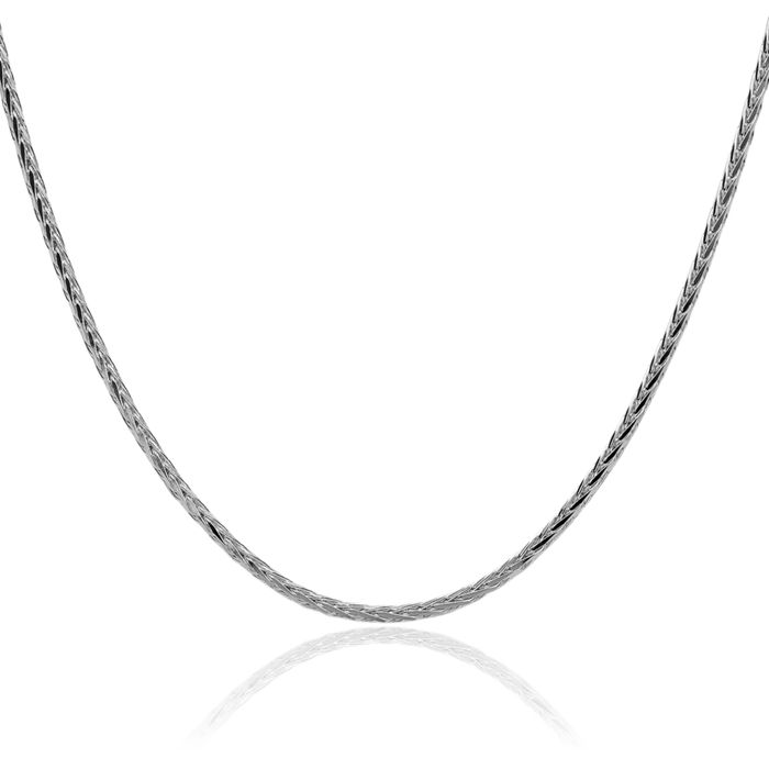 925 Sterling Silver 2.5mm Square Spiga Wheat Link Chain Necklace