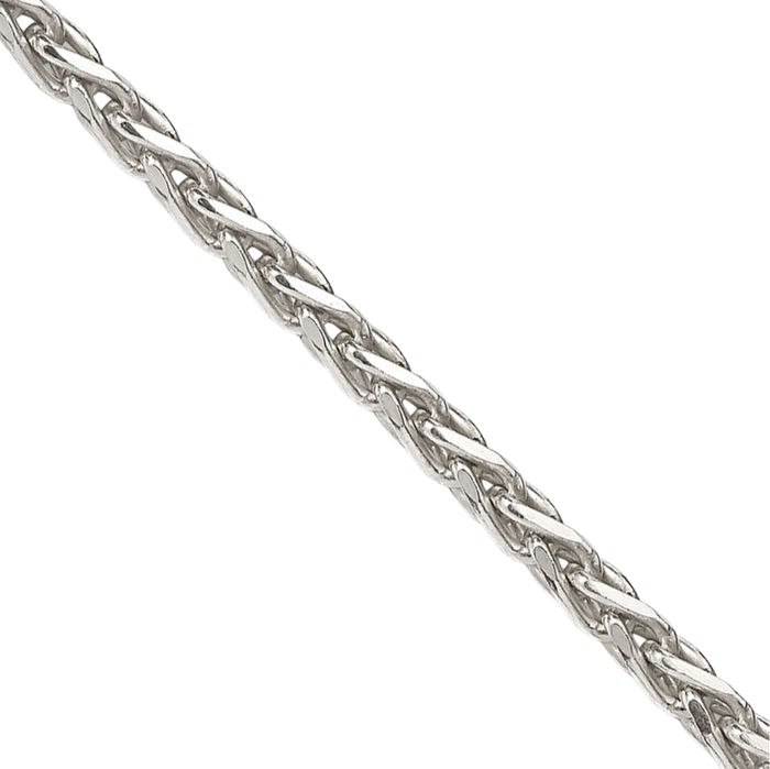 925 Sterling Silver 2.5mm Square Spiga Wheat Link Chain Necklace