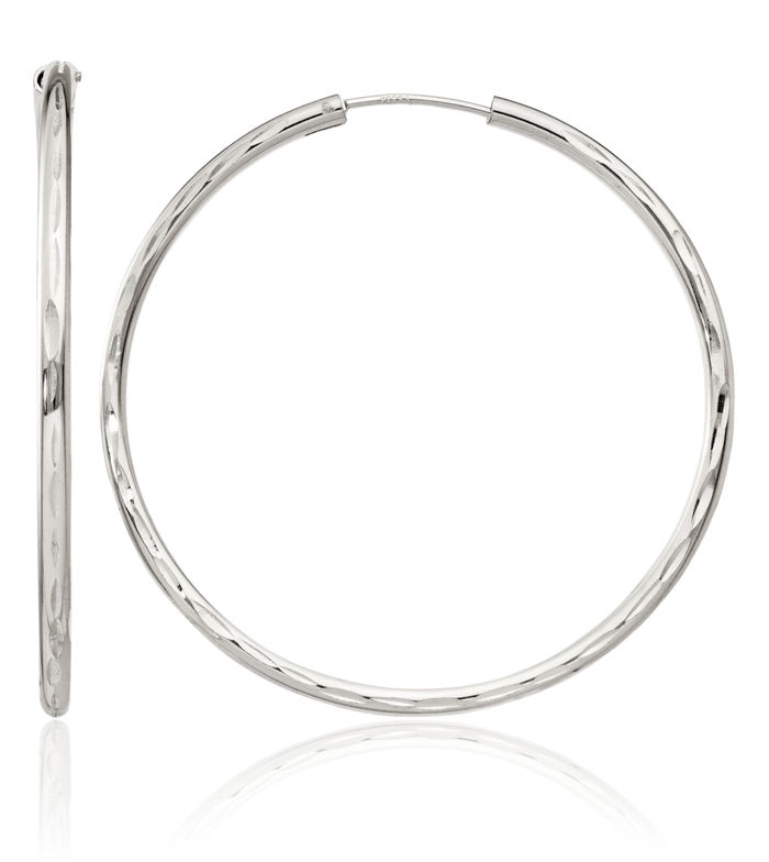 925 Sterling Silver 2.5x50mm Endless Round Large Hoop Earrings