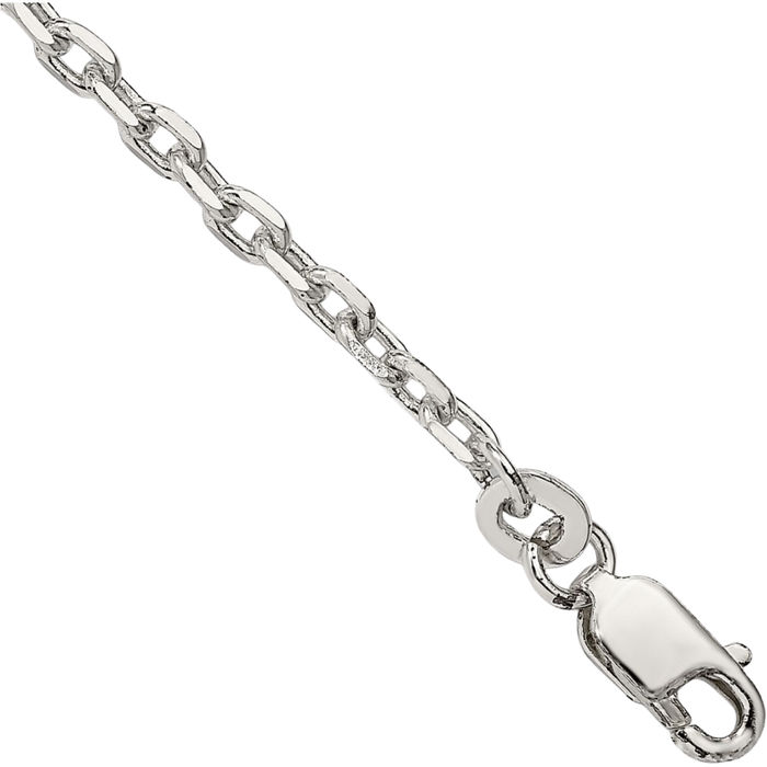 925 Sterling Silver 2.75mm Oval Cable Rolo Link Chain Bracelet