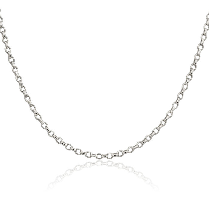 925 Sterling Silver 2.75mm Oval Cable Rolo Link Chain Belcher Necklace