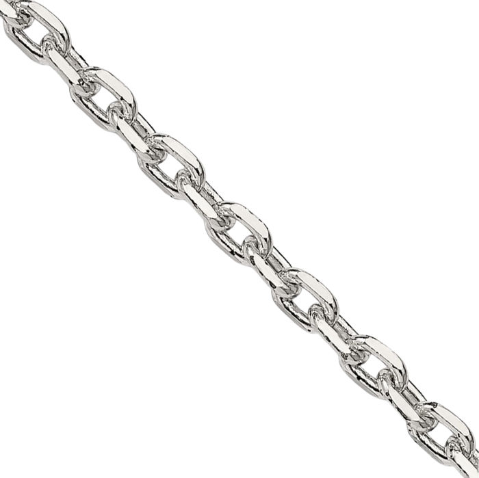 925 Sterling Silver 2.75mm Oval Cable Rolo Link Chain Belcher Necklace