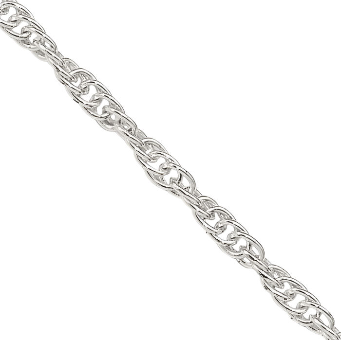 925 Sterling Silver 2.75mm Rope Chain Twisted Link Necklace