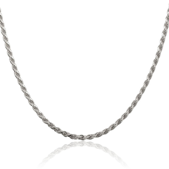 925 Sterling Silver 2.75mm Rope Chain Twisted Link Necklace