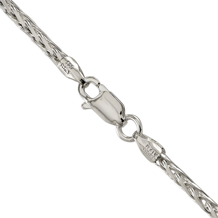 925 Sterling Silver 2.75mm Spiga Wheat Link Chain Necklace