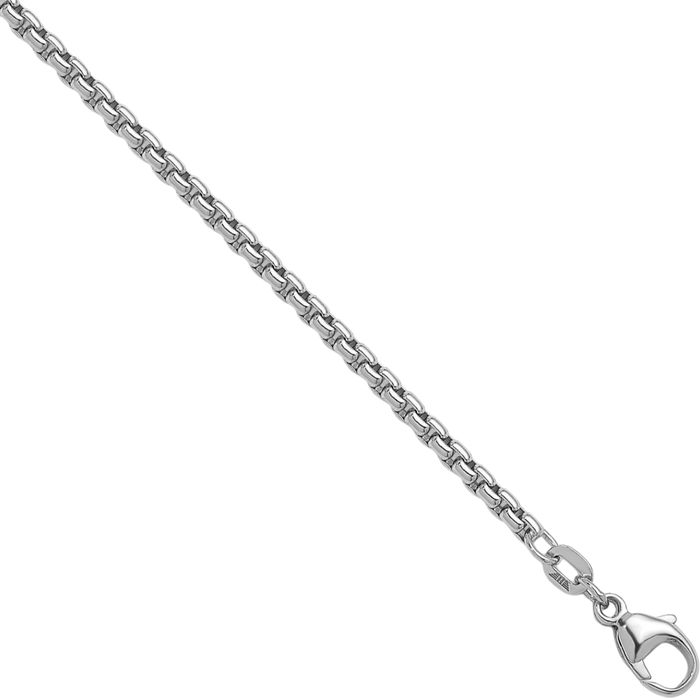 925 Sterling Silver 2.7mm Round Box Link Chain Necklace