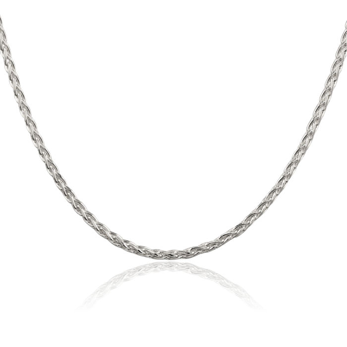 925 Sterling Silver 2.85mm Round Spiga Wheat Link Chain Necklace