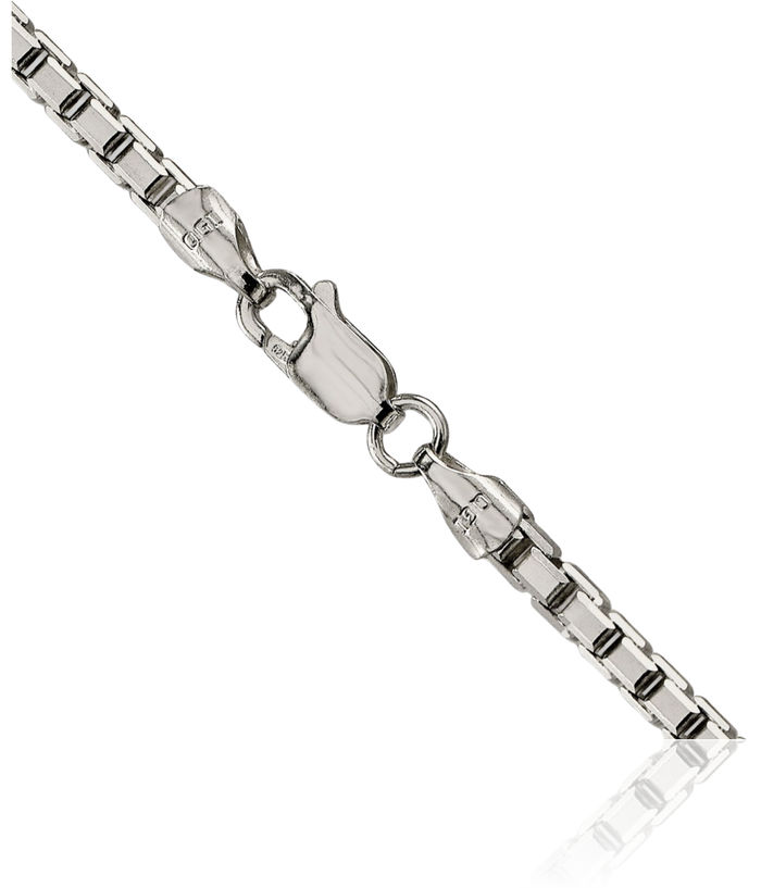 925 Sterling Silver 2.9mm 8 Sided Box Link Chain Necklace