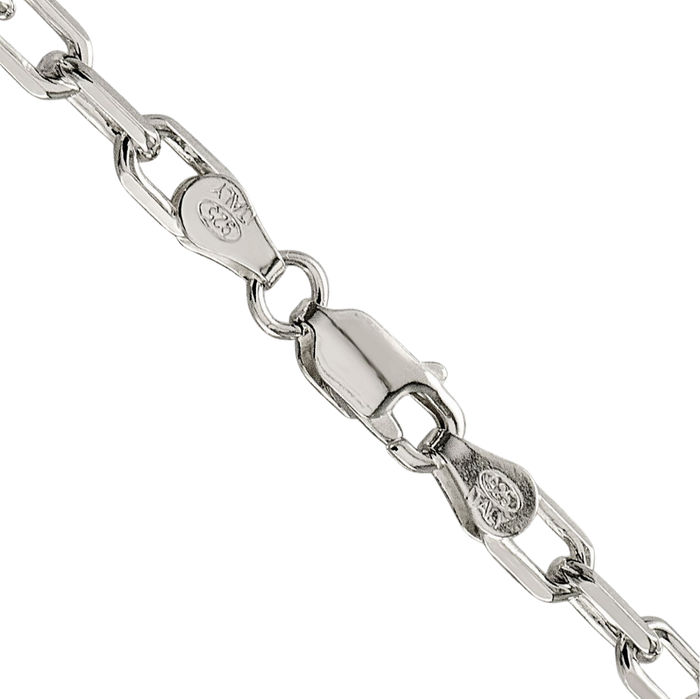 925 Sterling Silver 2.9mm Long Cable Rolo Link Chain Belcher Necklace