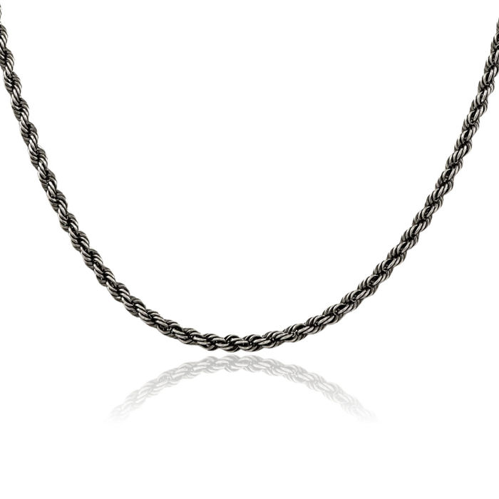 925 Sterling Silver 2.9mm Rope Chain Twisted Link Necklace