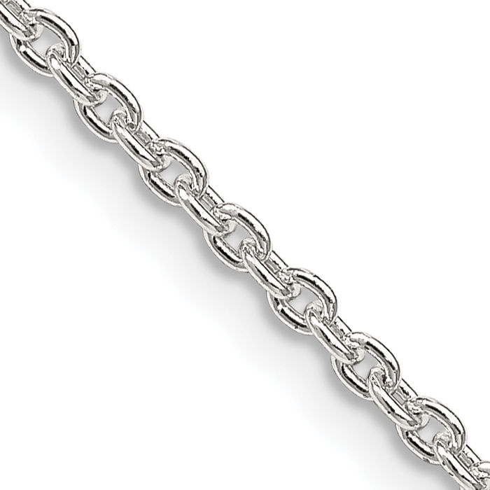 925 Sterling Silver 2.25mm Cable Rolo Link Chain Belcher Necklace