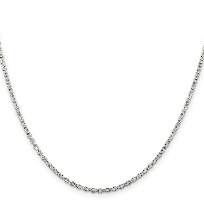 925 Sterling Silver 2.25mm Cable Rolo Link Chain Belcher Necklace