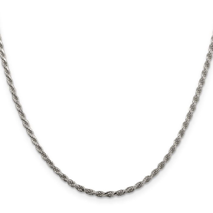 925 Sterling Silver 2.5mm Rope Chain Twisted Link Necklace