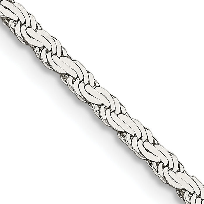 925 Sterling Silver 2.25mm Rope Chain Twisted Link Necklace