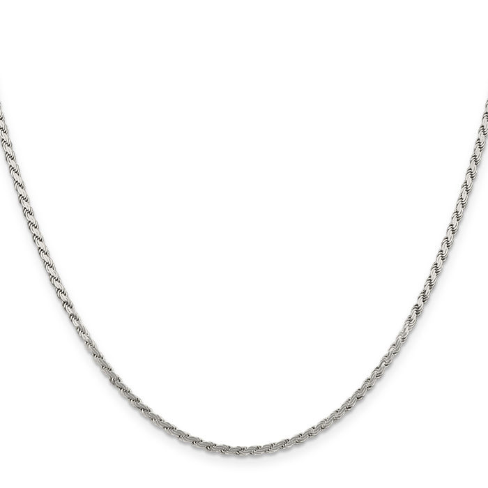 925 Sterling Silver 2.25mm Rope Chain Twisted Link Necklace