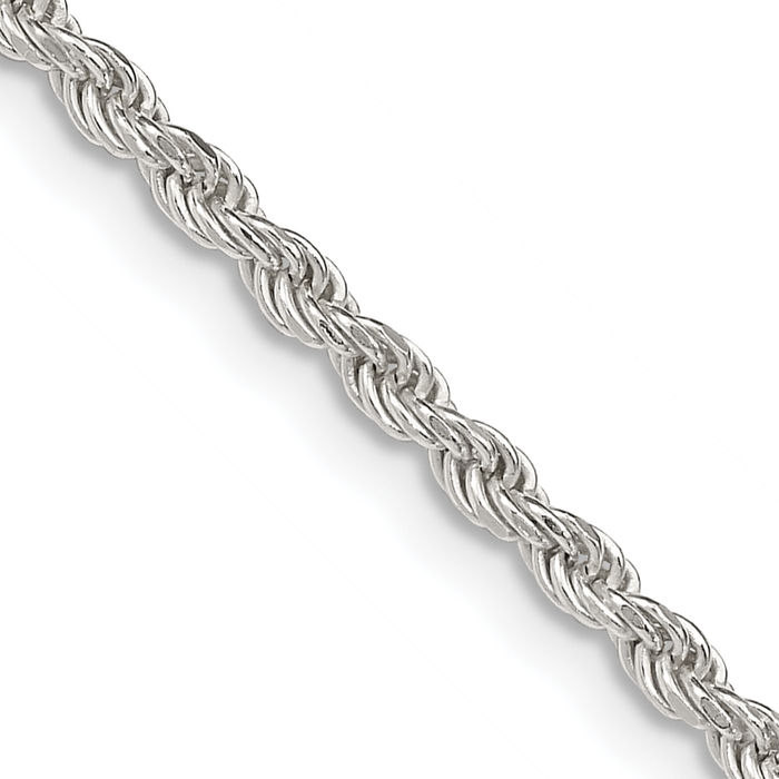 925 Sterling Silver 2.25mm Rope Chain Twisted Link Necklace