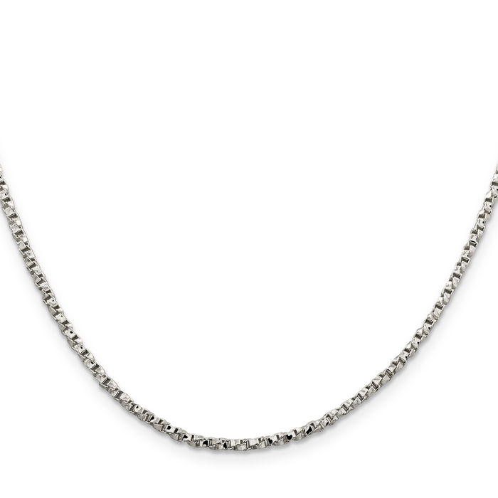 925 Sterling Silver 2.25mm Twisted Box Link Chain Necklace