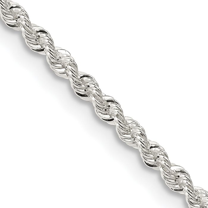 925 Sterling Silver 2.3mm Rope Chain Twisted Link Necklace