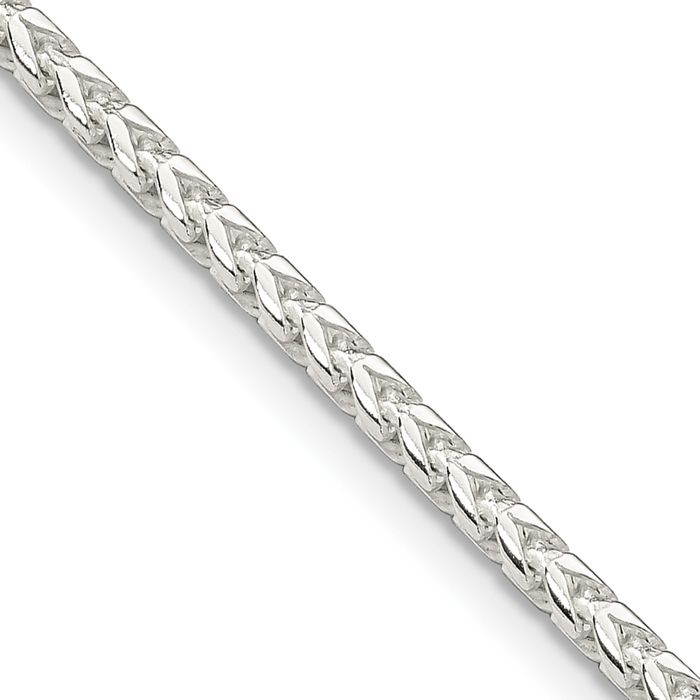 925 Sterling Silver 2.55mm Square Franco Link Chain Necklace