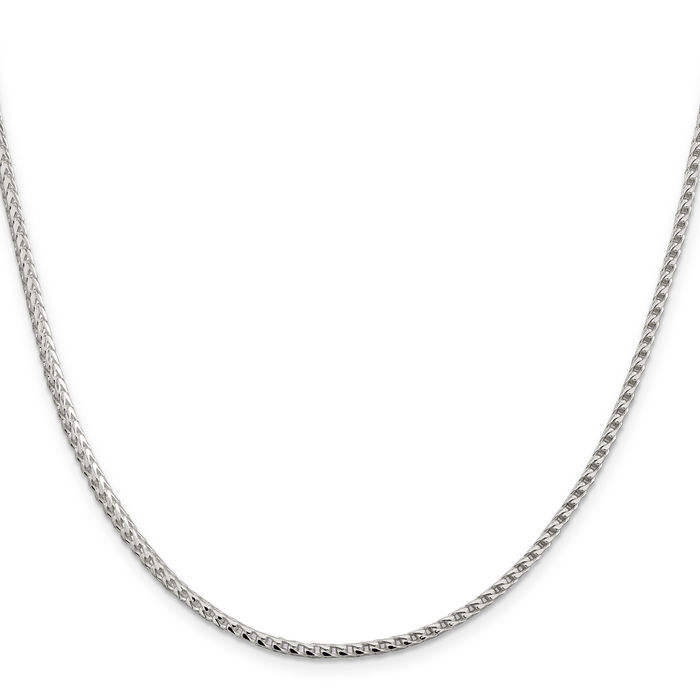 925 Sterling Silver 2.55mm Square Franco Link Chain Necklace