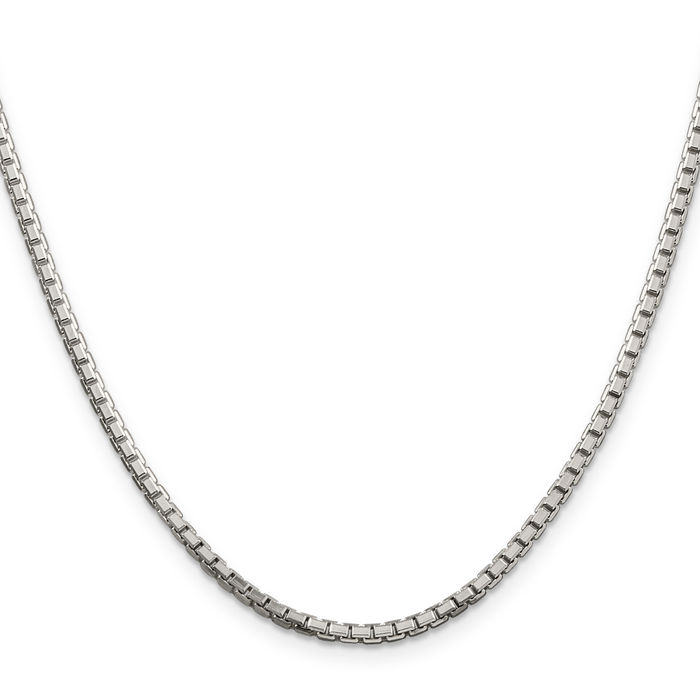 925 Sterling Silver 2.5mm 8 Sided Box Link Chain Necklace