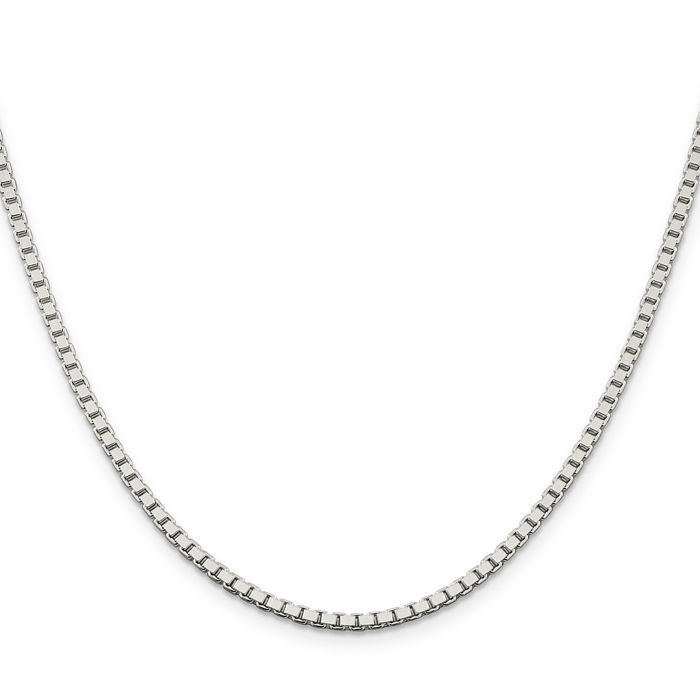 925 Sterling Silver 2.5mm Box Link Chain Necklace