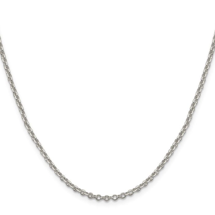 925 Sterling Silver 2.6mm Cable Rolo Link Chain Belcher Necklace