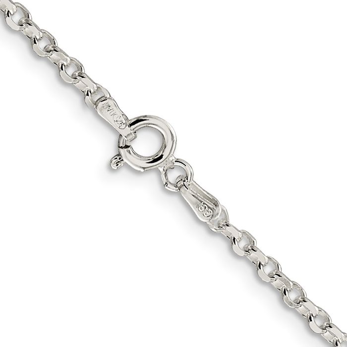 925 Sterling Silver 2.6mm Cable Rolo Link Chain Belcher Necklace