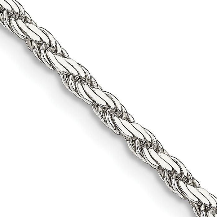 925 Sterling Silver 2.5mm Rope Chain Twisted Link Necklace