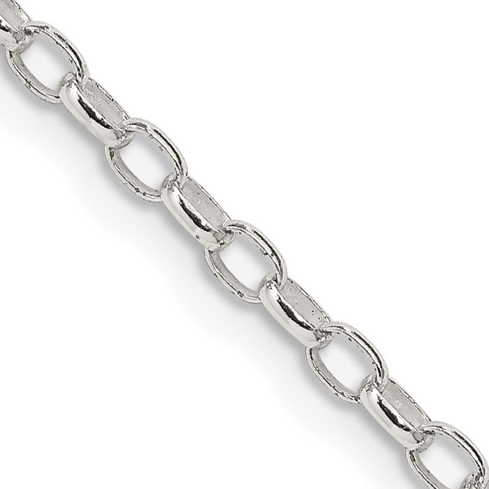 925 Sterling Silver 2.5mm Oval Cable Rolo Link Chain Belcher Necklace