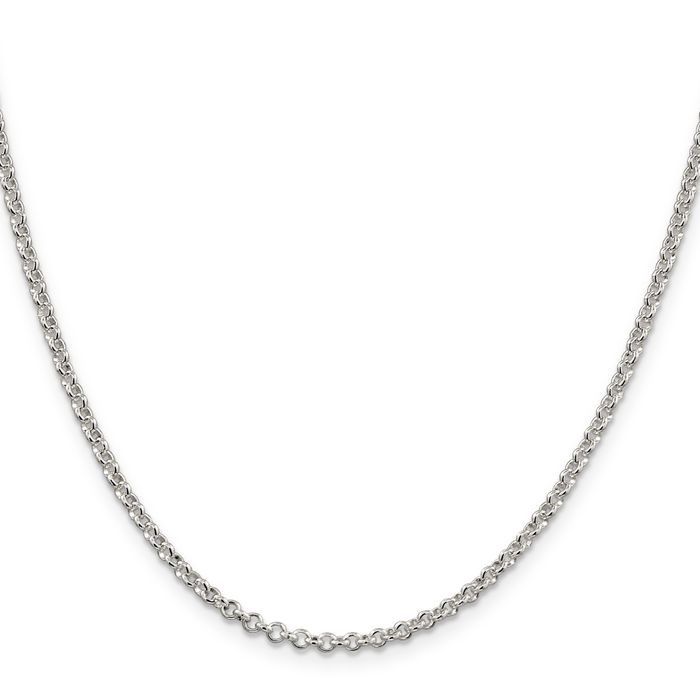 925 Sterling Silver 2.8mm Cable Rolo Link Chain Belcher Necklace