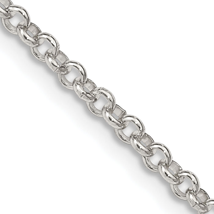 925 Sterling Silver 2.8mm Cable Rolo Link Chain Belcher Necklace