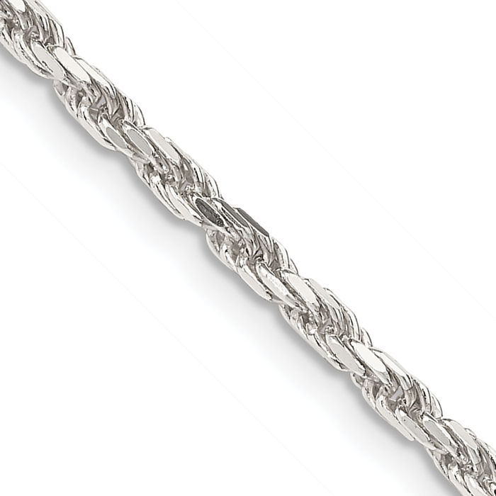 925 Sterling Silver 2.5mm Rope Chain Twisted Link Necklace