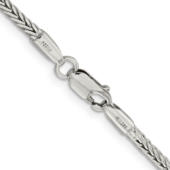 925 Sterling Silver 2.5mm Round Franco Link Chain Necklace