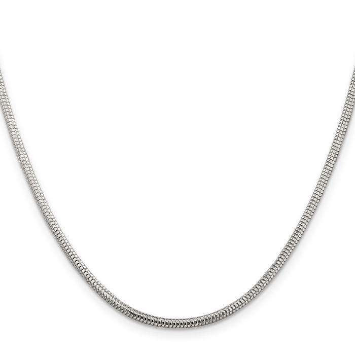 925 Sterling Silver 2.5mm Round Cubetto Omega Snake Chain Herringbone Necklace